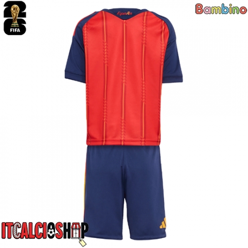 Spagna Prima Maglia Bambino Mondiali 2026 Manica Corta (+ Pantaloni corti)